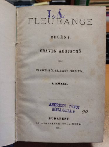 Craven Augustus  (Craven Augustn�) - Fleurange I-II. (egybek�t�tt kiad�s)