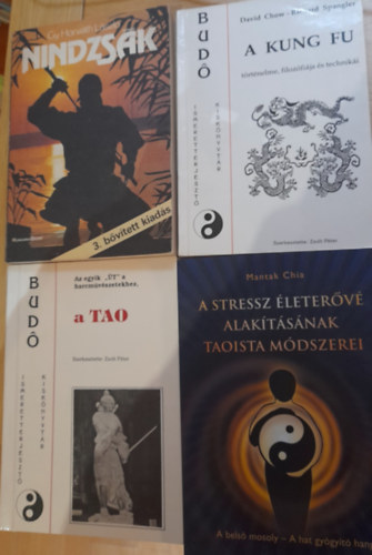 Gy. Horv�th L�szl�, David Chow �s Richard Spangler, Mantak Chia, Zsolt P�ter (szerk.) - 4 db harcm�v�szettel kapcs. k�nyv: Gy. Horv�th L�szl�: Nindzs�k, David Chow-Richard Sangler: A kung fu t�rt�nelme.... Mantak Chia: A stressz �leter�v� alak�t�s�nak taoista m�dszerei, Zsolt P�ter (szerk.): Az egyik �t a harcm�v�sze