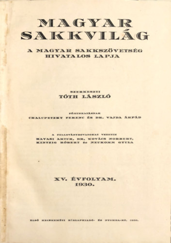 Tth Lszl - Magyar sakkvilg 1930.