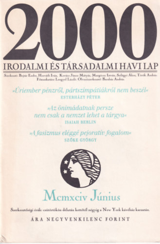 2000 Irodalmi �s T�rsadalmi Havi Lap - 1994. J�nius