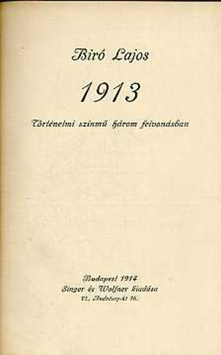 B�r� Lajos - 1913