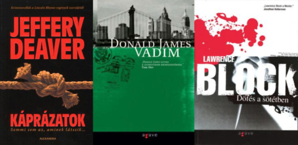 Donald James, Jeffery Deaver Lawrence Block - 3 db krimi: D�f�s a s�t�tben + Vadim + K�pr�zatok - Semmi sem az, aminek l�tszik...