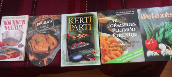 Szakcsknyvek 5db.:Rgi magyar haltelek + Bogrcs telek + Kerti parti + Befzs + Az egszsges letmd trendje