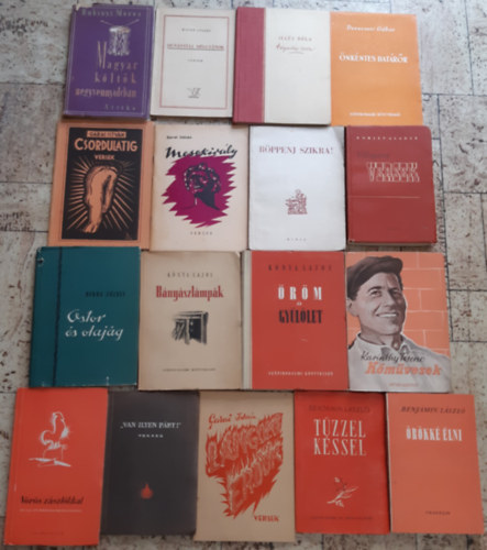 Benj�min L�szl� + Kainthy Frigyes + K�nya Lajos + Berda J�zsef + Komj�t Alad�r + Garai Istv�n + Devecseri G�bor + Ill�s B�la + Kopr� J�zsef + Rubinyi M�zes - �r�kk� �lni, T�zzel k�ssel, K�m�vesek, �r�m �s gy�l�let, B�ny�szl�mp�k, Ostor �s olaj�g, V�logatott versek, L�ngol� erd�k, Mesekir�ly, Csordulatig, �nk�ntes hat�r�r, A v�gsz�nh�zi csata, Dun�nt�li d�lut�nok, Magyar