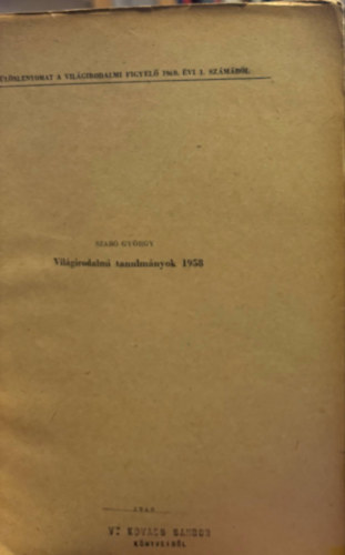 Szabó György - Világirodalmi tanulmányok 1958