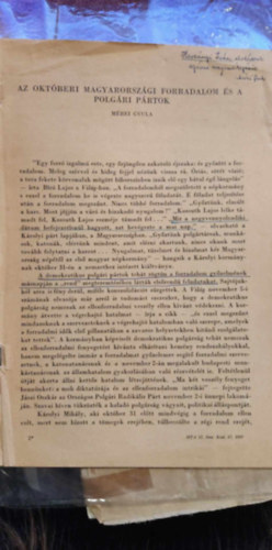 Mrei Gyula - A magyar oktberi forradalom s a polgri prtok (kzirat)