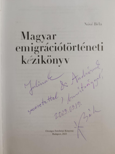 Nv Bla - Magyar emigrcitrtneti kziknyv