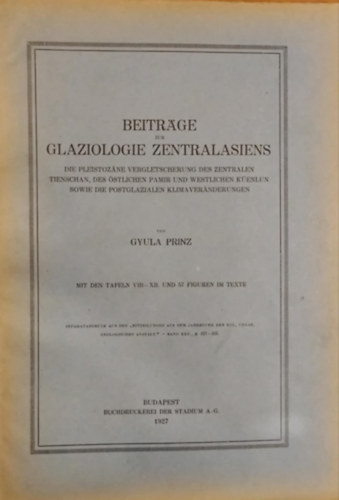 Prinz Gyula - Beitr�ge zur glaziologie zentralasiens
