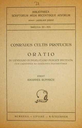 Conradus Celtis Protucius - Oratio