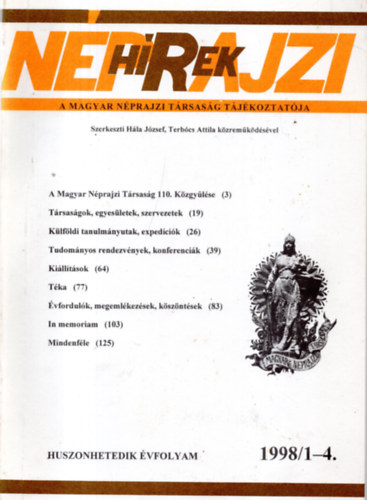 Hla Jzsef  (szerk.) - Nprajzi Hrek 1998/1-4.