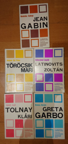 Molnár Gál Péter, Kőháti Zsolt, Nemes Károly, Kelecsényi László (szerk.), Nemlaha György - 5 kiskönyv a Filmbarátok kiskönyvtára című sorozatból: Tolnay Klári, Greta Garbo, Törőcsik Mari, Latinovits Zoltán, Jean Gabin