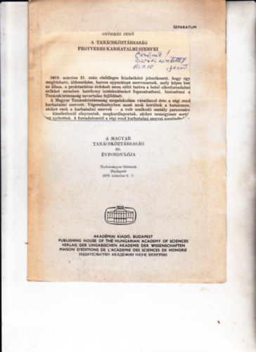 Gy�rkei Jen� - A Tan�csk�zt�rsas�g fegyveres karhatalmi szervei. (Klny.) DEDIK�LT