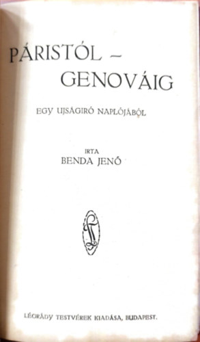 Benda Jen - Pristl-Genovig - egy jsgr napljbl