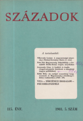 Századok 115. évf. 1981. 5. szám