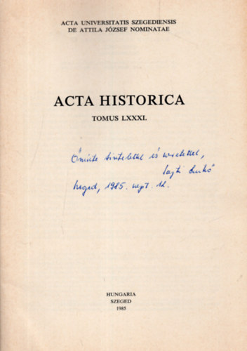 A. Sajti Enik - A magyar - horvt hatrtrgyalsok  s lakossgcsere kudarca ( 1941-1944) - Dediklt - Klnlenyomat