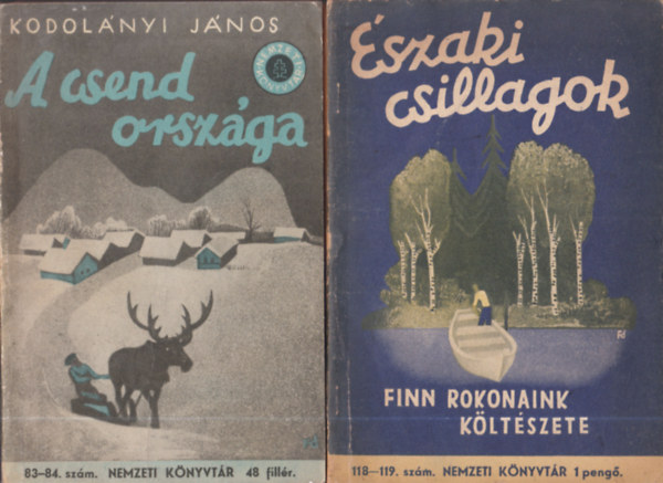 3db Nemzeti K�nyvt�r - 118-119.sz�m. �szaki csillagok (Finn rokonaink k�lt�szete) + 83-84.sz�m. Kodol�nyi J�nos: A csend orsz�ga + 127-128.sz�m. �szaki v�rt�n (�szt rokonaink irodalma)