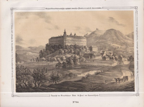 Sz P�li Benedekiek ap�ts�g�nak tekintete Lavanthalben - eredeti litogr�fia (metszet)