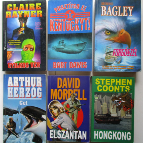 6 db világhírű krimi (Pusztítsd el Kentuckyt, Forgószél, Gyilkos vér, Hongkong, Cet, Elszántan)