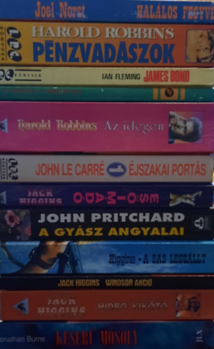 Jack Higgins, Iain Pears, John J. Nance, Harry Stein, Jeffrey Archer, Moldovn Tams , Jonathan Burns, John Pritchard, John le Carr, Harold Robbins, Herman C. McNeile, Ian Irving Wallace (szerk.) - 20 db krimi knyv: Az elveszett evanglium - A leszmols napja - Se gen, se fldn - Arettegs szigete - A vegylet - Tolvajbecslet - Lgvonalban II. - Honkongi kmhbor -