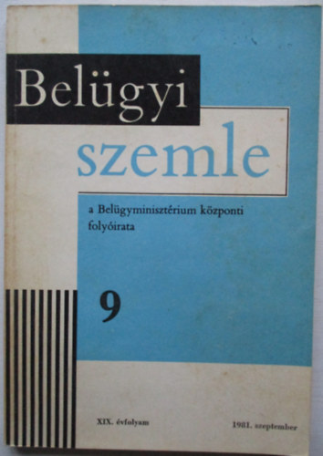 Bel�gyi szemle 1981/9. szeptember