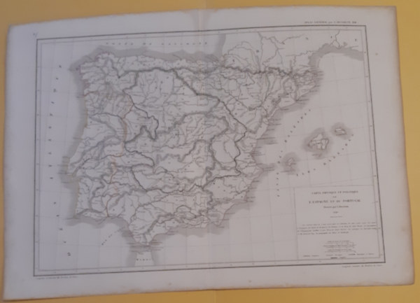 Dussieux, Louis-Etienne. - L'Espagne et du Portugal /Atlas général de géographie, physique, politique et historique. Spanyolország és Portugália térkép/