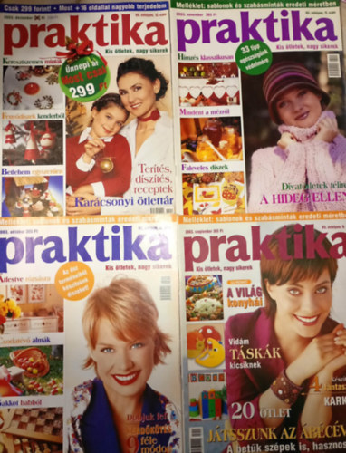 4 db. Praktika Magazin - 2003.szept. - 9. sz�m, 2003.okt. 10. sz�m, 2003.nov. 11. sz�m, 2003.dec. 12. sz�m (szab�s-varr�s-k�t�s-hobby-lak�sdivat-k�zimunka)