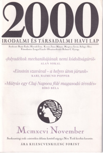 2000 Irodalmi �s T�rsadalmi Havi Lap - 1996. November