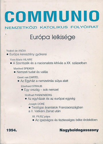 Eurpa lelkisge - Communio - Nemzetkzi katolikus folyirat 1994.