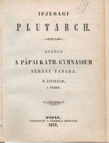 Ifjus�gi plutarch (II. �vfolyam, 1. �s 2. f�zet, egybek�tve)