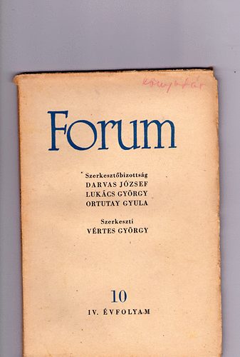 Vértes György - Forum (folyóirat) 1949 október