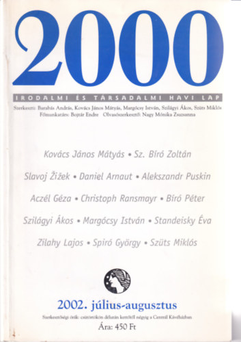 2000 Irodalmi és Társadalmi Havi Lap - 2002. július-augusztus