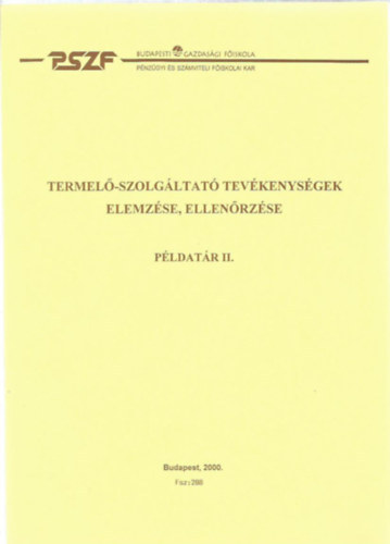 Termel-szolgltat tevkenysgek elemzse, ellenrzse - Pldatr II.