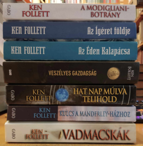 Ken Follett - 7 db Ken Follett: A Modigliani-botrny; Az gret fldje; Az den Kalapcsa; Veszlyes gazdagsg; Hat nap mlva telihold; Kulcs a Manderley-hzhoz; Vadmacskk