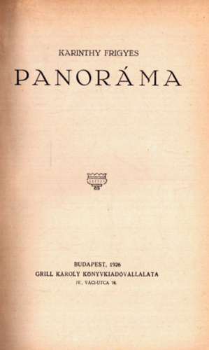 Karinthy Frigyes - Panoráma - A Toll Mesterei sorozat (1. kiadás)