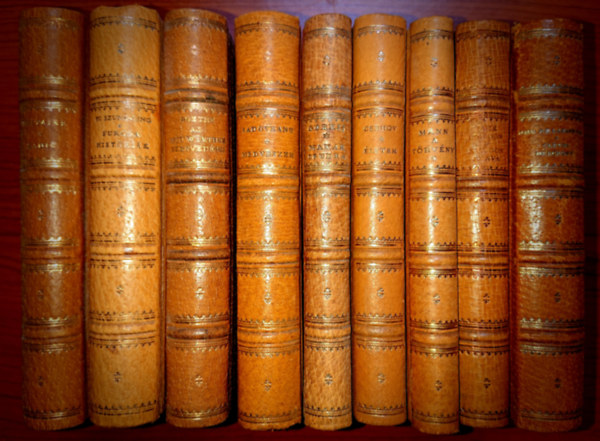 Jack London, Thomas Mann, Anton Pavlovics Csehov, Makszim Gorkij, Mihail Sadoveanu, Johann Wolfgang von Goethe, Pu Szung-Ling, Francois Voltaire Madame de Lafayette - 9 klasszikus a Magyar Helikon fl-/ brktses, sorszmozott sorozatbl: Clves hercegn (914), letem (1349, Csehov), Makar Csudra (172), Medveszem (588), Az ifj Werther szenvedsei (716), Furcsa histrik (412), Zadig (372),  A vado
