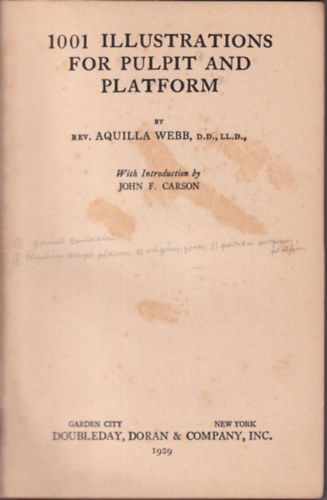 John F. Carson Aquilla Webb - 1001 illustrations for pulpit and platform