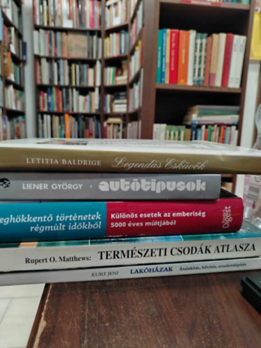 5 db Album KNYVMENT AJNLAT. Legends eskvk+ Auttipusok+ Klns esetek az emberisg 5000 ves mltjbl+ Termszeti csodk atlasza+ Lakhzak