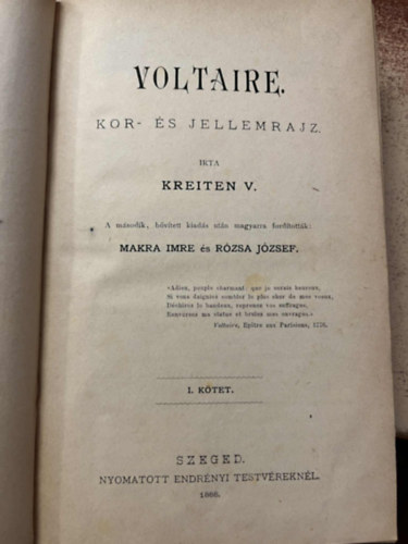 Kreiten V. - Voltaire - Kor s jellemrajz I-II. (egy ktetben)