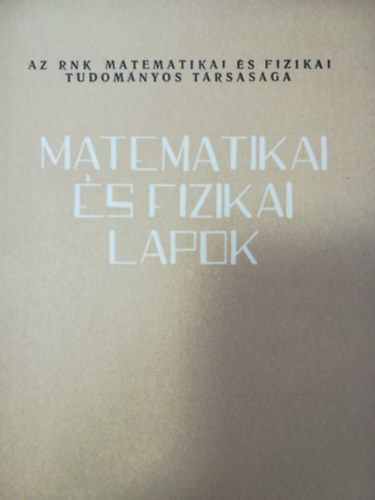 Matematikai s fizikai lapok 1. 1960 janur