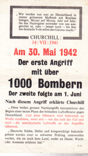 Am. 30. Mai 1942 Der erste Angriff mit ber 1000 Bombern...(rplap)