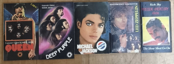 Göbölyös N. László, Juhani Nagy János, Kapuvári Gábor-Sebők János Rick Sky - 5db regény a rocktörténet nagyjairól - Deep Purple, Queen, Michael Jackson, Led Zeppelin, Freddie Mercury élete