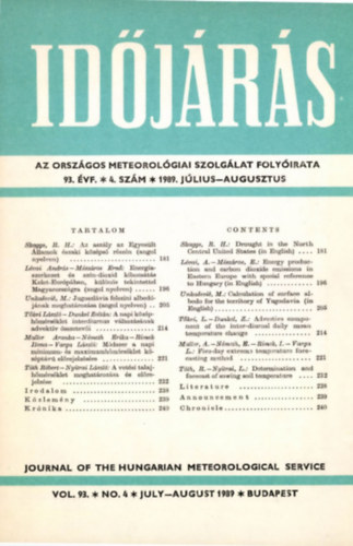 Mészáros Ernő - Időjárás - Az Országos Meteorológiai Szolgálat Folyóirata 93. évf. 4. szám