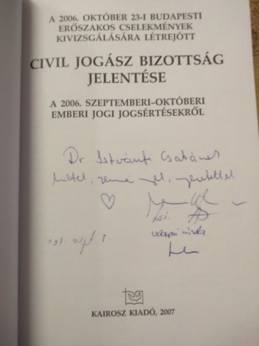 A Civil Jogsz Bizottsg jelentse