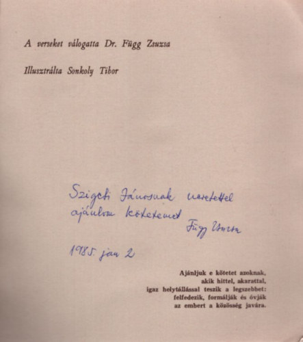 Dr. Függ Zsuzsa - A jövő irgalmáért - válogatás Váci Mihály verseiből - dedikált