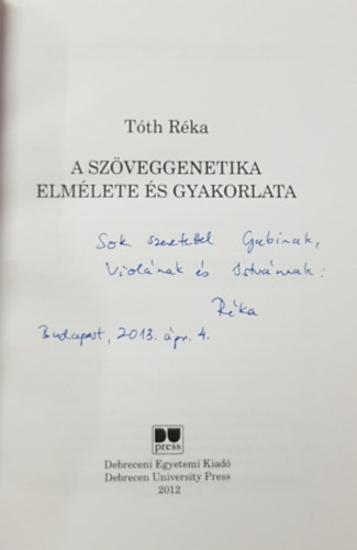 T�th R�ka - A sz�veggenetika elm�lete �s gyakorlata