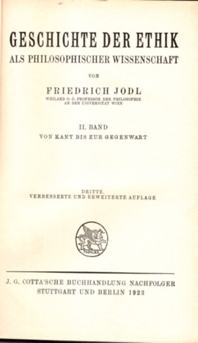 Friedrich Jodl - Geschichte der ethik als philosophischer wissenschaft - csak 2. ktet