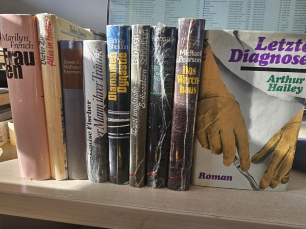 Michael Pearson, Konsalik, Gaby von Sch�nthan, Marie Louise Fischer, James A. Michener, Dieter E. Zimmer, Marilyn French Arthur Hailey - 9db n�met nyelv� reg�ny, K�NYVMENT� AJ�NLAT: Letzte Diagnose+ Das Warenhaus+ Zum nachtisch Wilde Fr�chte+ Zwei ungleiche Schwestern+ Diamanten-Dynastie+ Der Mann ihrer Tr�ume+ Sayonara+ Alles in Butter+ Frauen