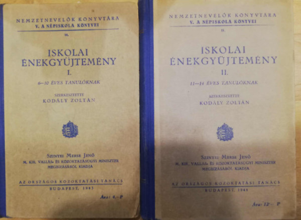 Kod�ly Zolt�n  (szerk) - Iskolai �nekgy�jtem�ny I.-Il.