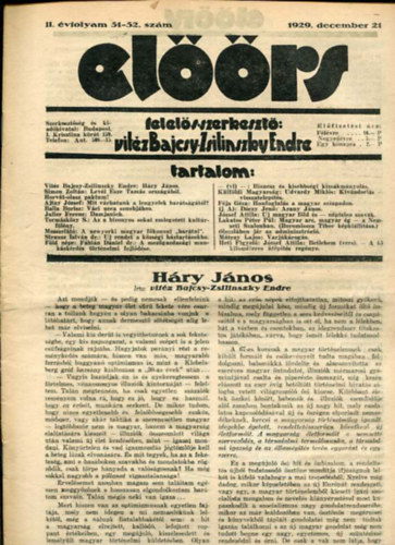 vit�z Bajcsy-Zsilinszky Endre  ( felel�s szerkeszt�) - El��rs foly�irat II. �vf. 51-52. sz�m. 1929. december 21.