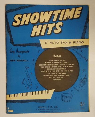 Ben Kendall - 20 Showtime Hits  for Eb alto Sax & Piano Volume 1